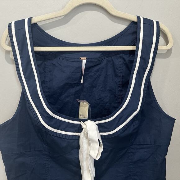NEW FREE PEOPLE BLUE WHITE SAIL AWAY WITH ME TOP SZ X-Large NWT - Picture 4 of 7